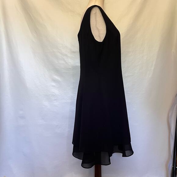 Virgo Chiffon Overlay Little Black Dress Size 10 Whimsygoth Midi Cocktail Sheer - Picture 5 of 14